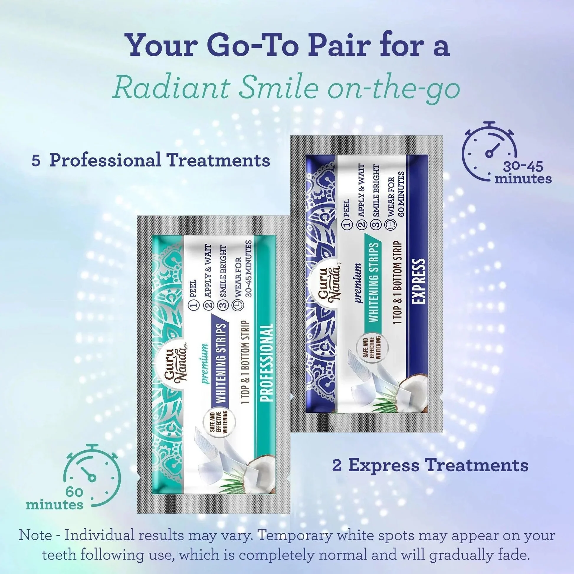 GuruNanda Paski Wybielające zęby 8 dni – 16 szt. Professional + Express GuruNanda paski wybielające zęby alternatywa dla Crest Whitestrips
